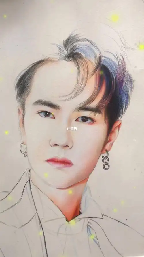 夏日滤镜王一博自学彩铅画