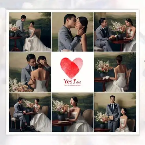 心心念念的九宫格婚纱照九宫格照片墙模板