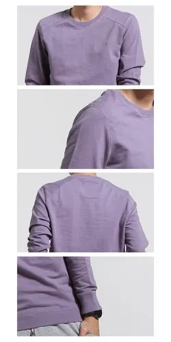 灰紫色时尚圆领长袖卫衣