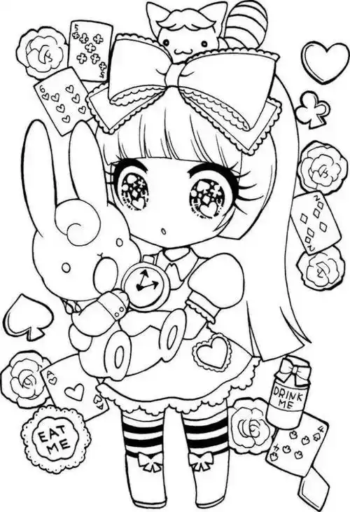 q版人物黑白线稿:千山万水之间,箫声难觅._千山万水_人物