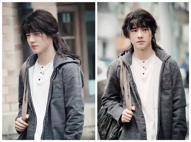 刘昊然一改往日清爽形象,留长发绑低马尾走日系风,一点不觉得娘