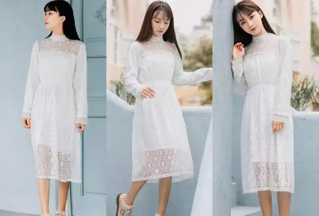 现在很流行穿"白色蕾丝裙",搭上这4双平底鞋,超美超仙气