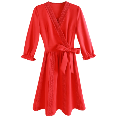 2020女装新款新年女秋冬季拜年裙本命过年衣服小个子绯红色连衣裙