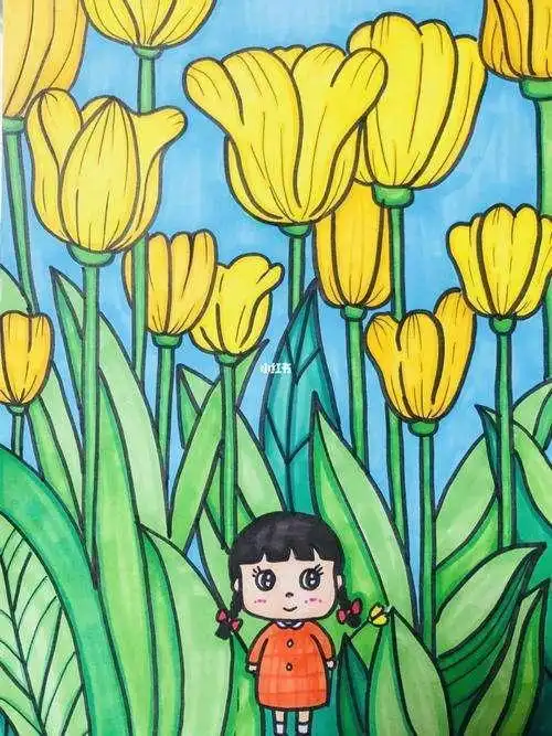 小学生画画漂亮春天,春天的风景画小学生-图片大观-奇异网