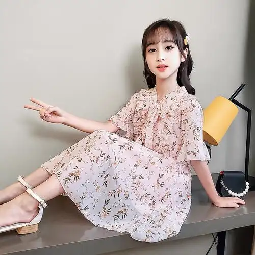 女孩十岁洋气春秋小孩裙子女童公主网红大童连衣裙