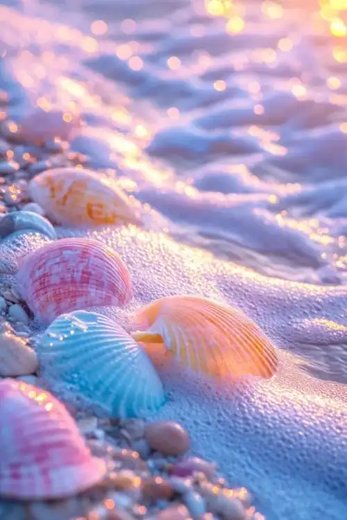 彩色的贝壳沙滩图片