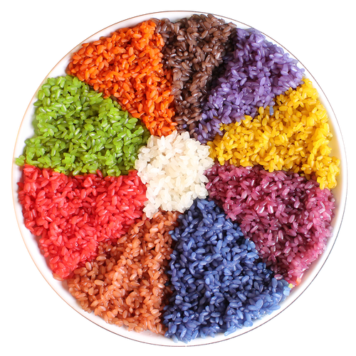 五彩香花粽子饭团大米饭大米彩色花彩密蒙彩米糯米