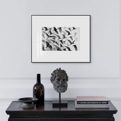 飞鸟集 北欧风格艺术装饰画黑白性冷风挂画客厅卧室墙画抽象动物