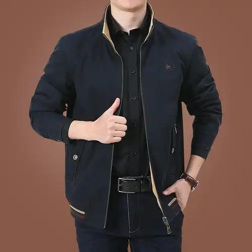 yuansu双面穿男士夹克男商务休闲男装中年夹克外套男春秋夹克衫秋装