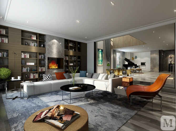 ㎡简约别墅装修远洋天著意大利简约风格装修图-红星美凯龙家装效果图