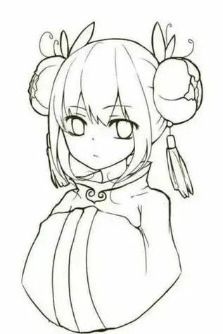 动漫少女古风简笔画