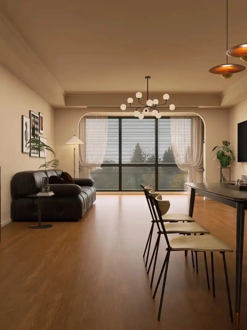 棕调木纹砖 奶咖色墙面,搭配胡桃木家具,氛围感满分!