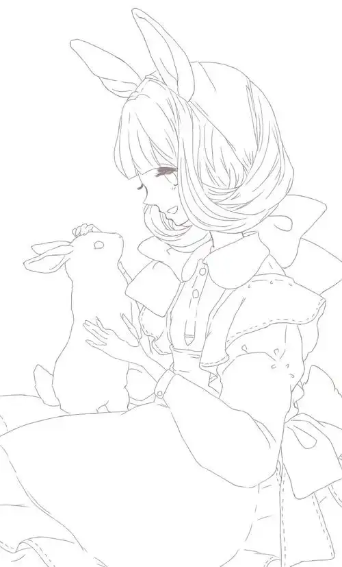 黑白线稿动漫人物线稿素材