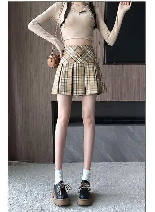 实拍现货夏新款学生高腰半身裙ulzzang百褶裙chic短裙裤裙裙子… - 17