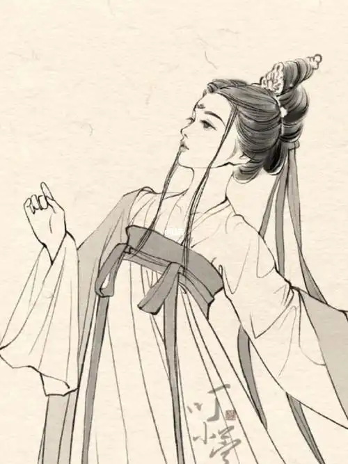 古风人物线稿练习2