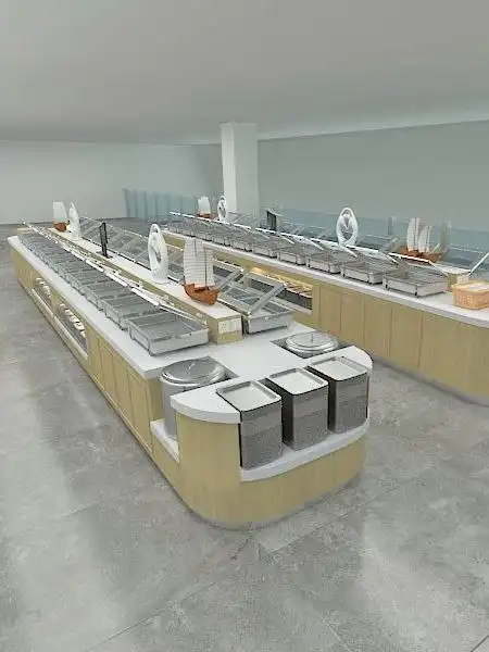 布菲王分享公司食堂自助餐取餐台