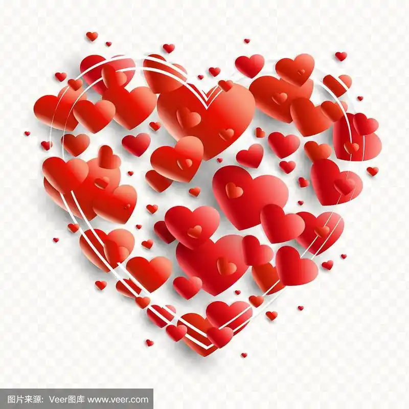 用各种各样的红心做成心形