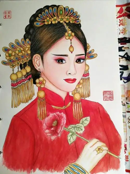 十里桃花,待嫁的年华,凤冠的珍珠,挽进头发,檀香拂