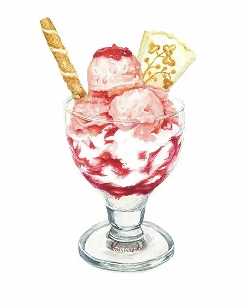 手绘甜品> 来一组"粉红"下午茶