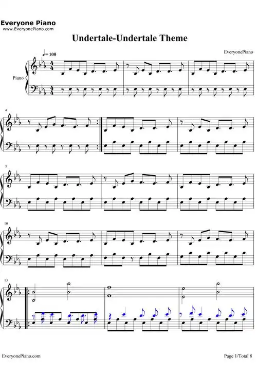 undertale钢琴谱_tobyfox_undertaletheme