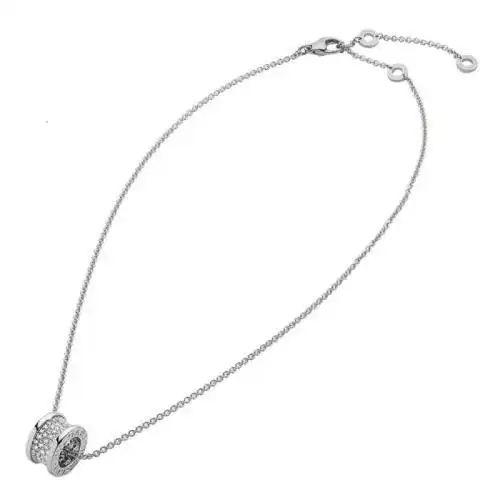 bvlgari宝格丽bzero1系列18k金白金螺旋形上有密钉钻石吊坠项链346167