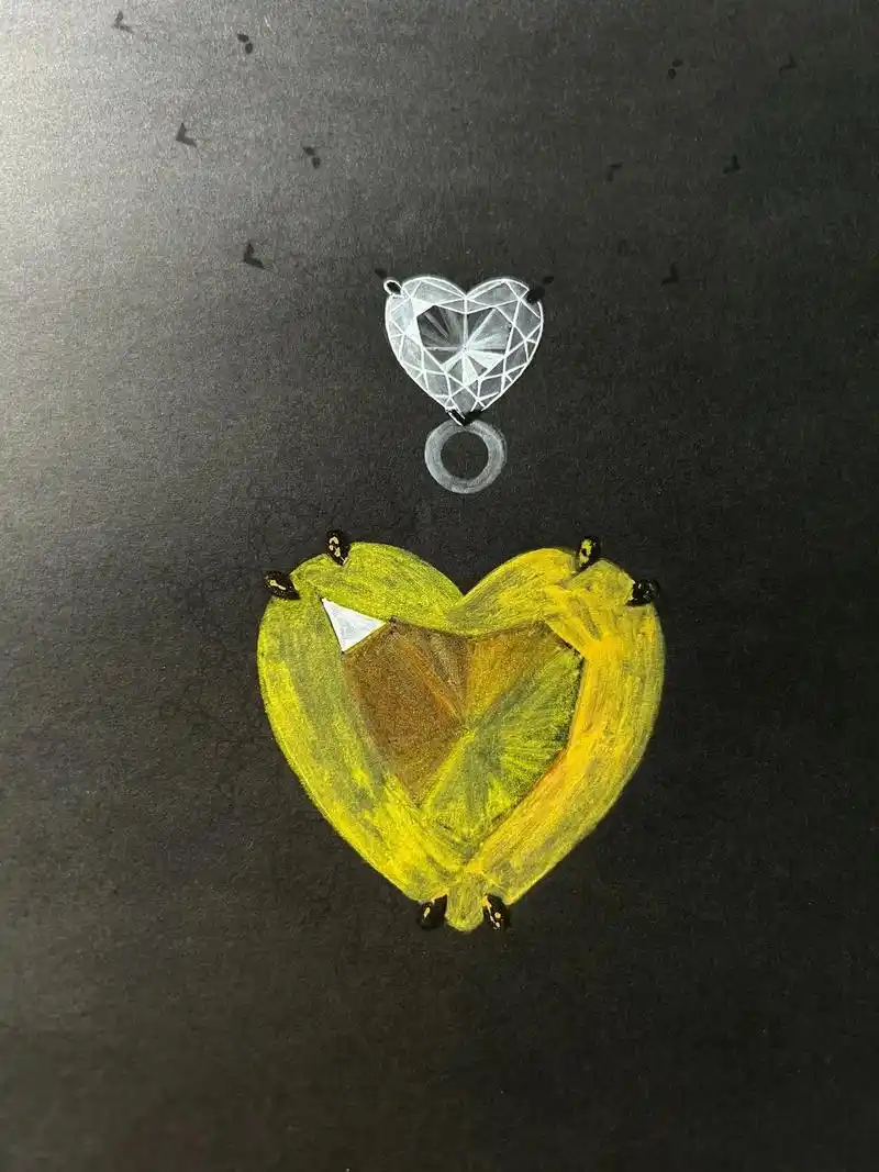 珠宝手绘|爱心黄色蓝宝石项链99|||99黄色蓝宝石招财,越 - 抖音