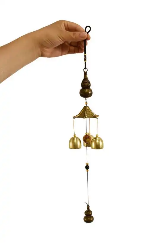 风铃挂饰挂件门口古风卧室生日礼物儿童合金小铃铛复古房间门饰单层宝