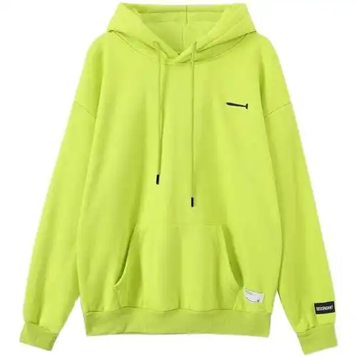 荧光绿加绒加厚连帽卫衣女秋冬oversize外套ins潮 yikes 新品 - 女装/