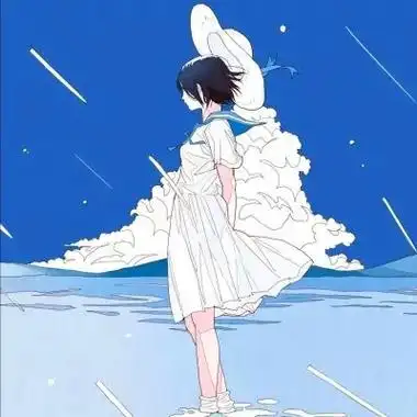 治愈系蓝色风格女生头像图片