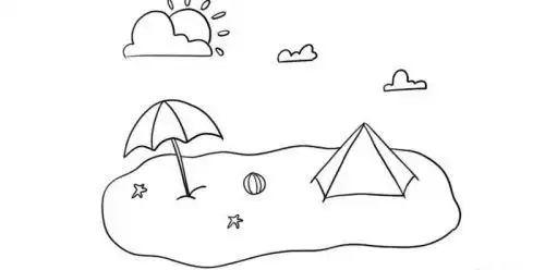 带颜色沙滩简笔画儿童画教程步骤海边彩色沙滩简笔画怎么画