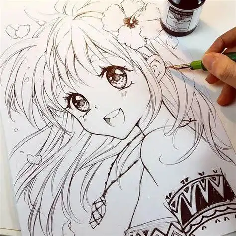 动漫人物黑白线稿图,非常实用的铅笔画人物手绘 - 高光网