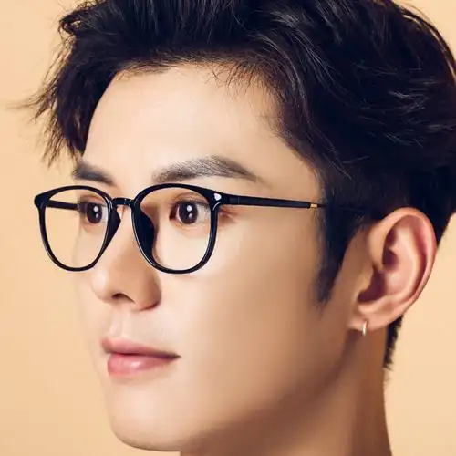 成品近视眼镜男前任3韩庚同款防蓝光平光眼睛框男超轻全框可变色