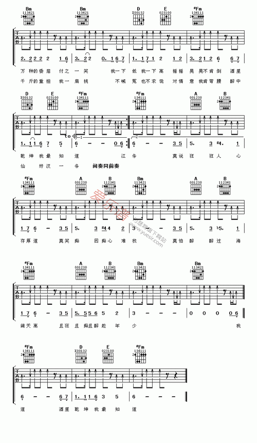 醉拳吉他谱-成龙-高清六线谱图片谱