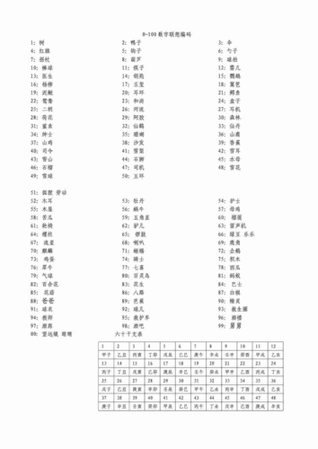 0-100数字联想编码