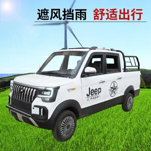 新能源电动四轮皮卡电瓶汽车成人家用可两用双排四座拉货代步车
