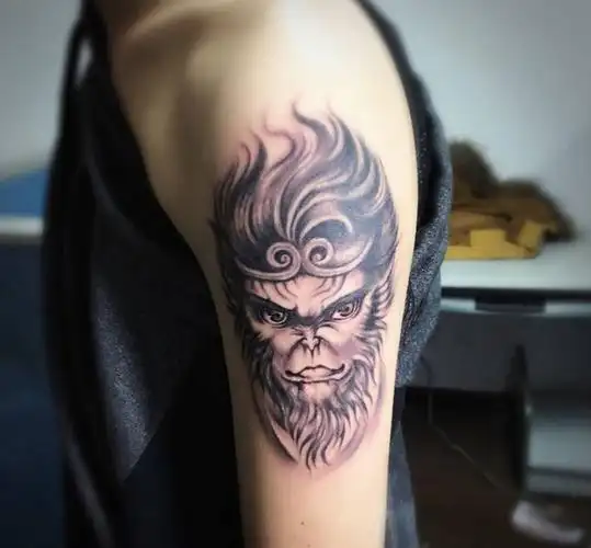 悟空纹身图片_成品手臂鬼神纹身图案