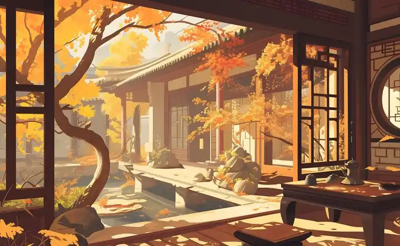 【古风园林 秋】 midjourney可商用壁纸合集