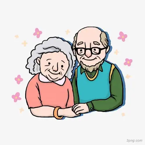 矢量老夫妻png素材透明免抠图片动植人物