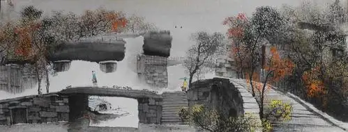 小六尺水乡_山水_国画_装饰作品_园圆堂