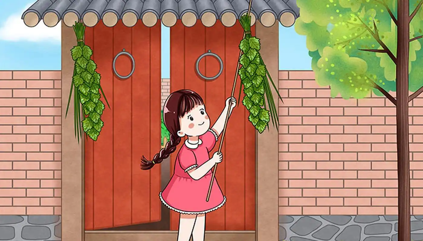 端午节挂艾叶是中国传统习俗之一.