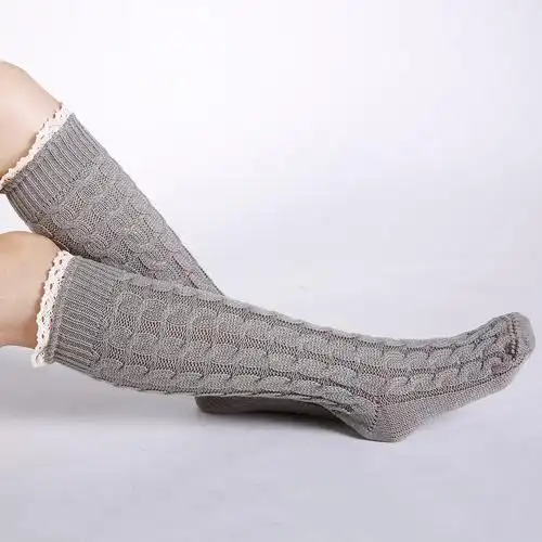 2015新款麻花花边时尚腈纶加厚袜子