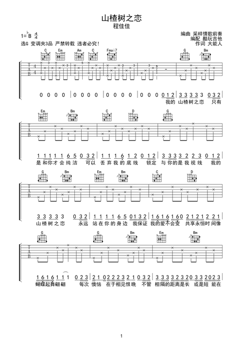 山楂树之恋c调吉他谱-虫虫吉他谱免费下载