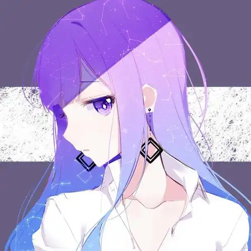 蓝紫渐变发色 二次元 女头 清冷 阴影