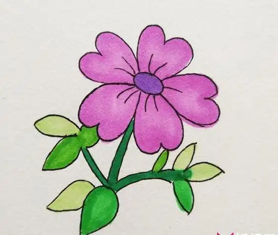一朵红色小花简笔画美丽小花怎么画小花简笔画简单又漂亮彩色五瓣简笔