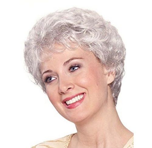 假发中老年短卷发舞台演出慈祥妈妈老奶奶整顶白色日常整顶假发