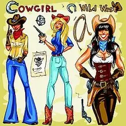 赏金猎人牛仔美女插画