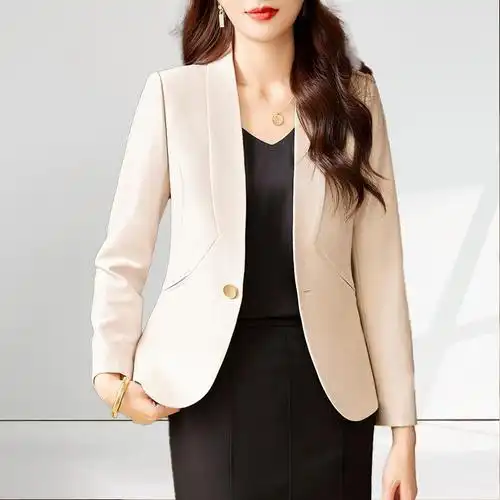今年流行米杏色小西装外套女高级感炸街季高级感休闲西服春秋新款