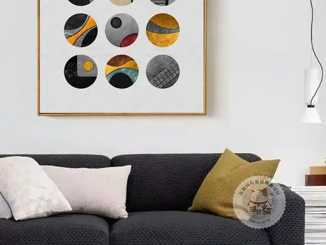 北欧抽象立体圆点几何酒店装饰画客厅装饰画