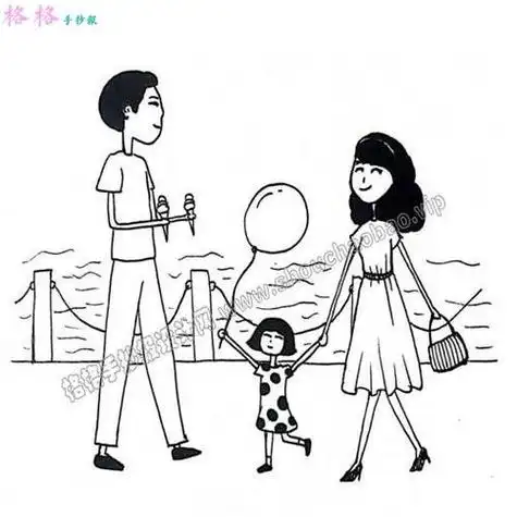 家庭人物卡通版简笔画