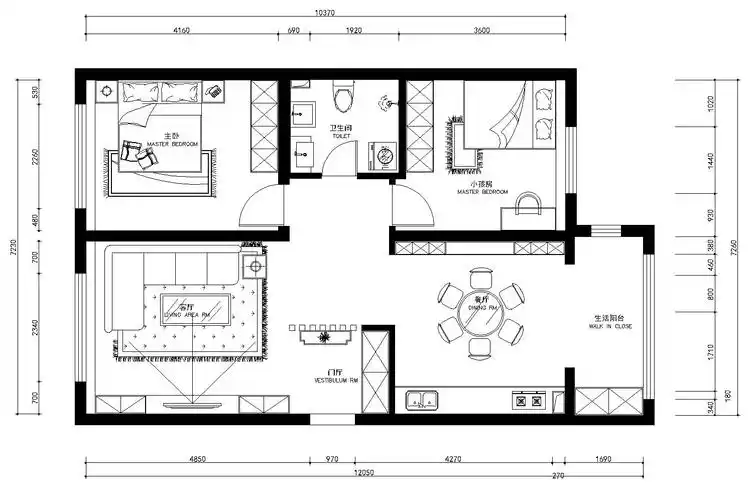 东方瑞景小区77㎡两居室 平面布置图 工地参观,免费量房,速算报价